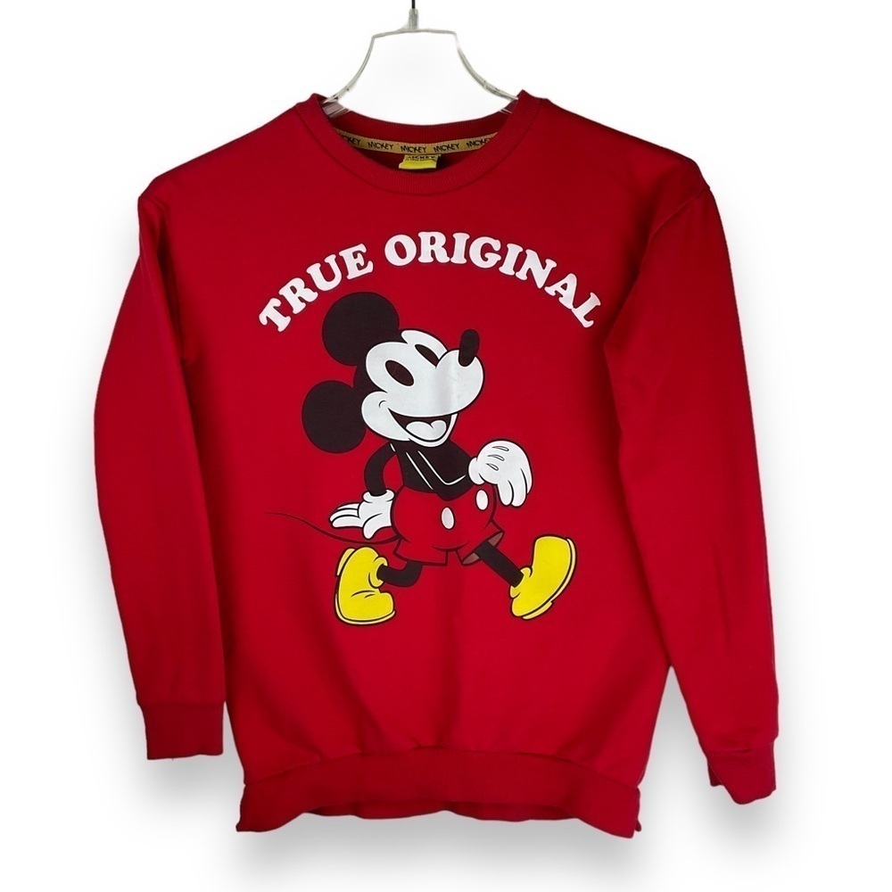 Disney Mickey Mouse Sweatshirt Red Crew Neck True Original Women’s Size XS